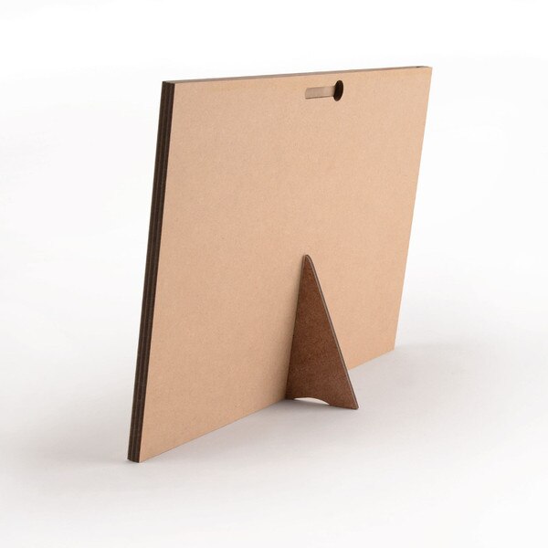 Back of CU Buffs photo frame showing easel stand and keyhole slot for wall hanging.